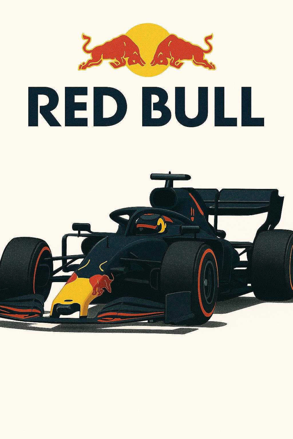 Red Bull Racing F1 Poster – Retro Style Formula 1 Wall Art | Max Verstappen Car Print | Red Bull Motorsport Gift | A1–A4 Satin Print - Doublenightprints