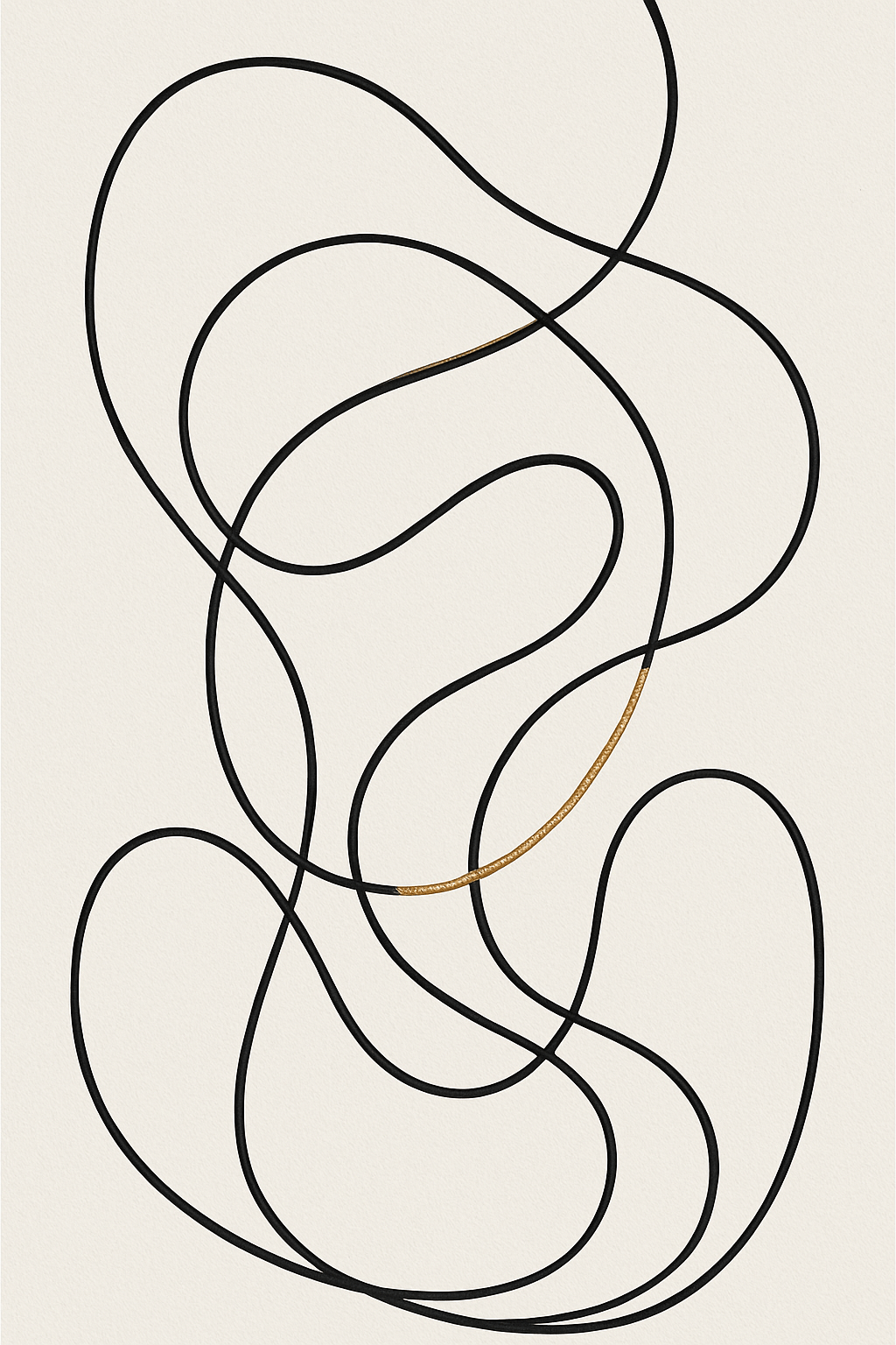 Abstract Line Flow (Black & Gold) — Minimal Wall Art - Doublenightprints