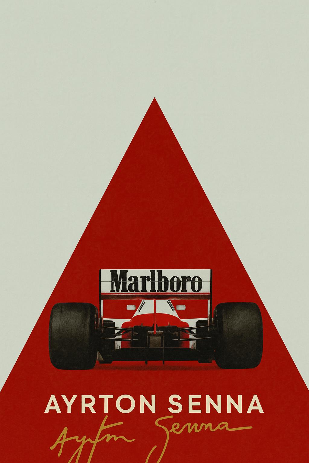 Ayrton Senna F1 Poster | McLaren Marlboro Car | Retro Motorsport Wall Art - Doublenightprints