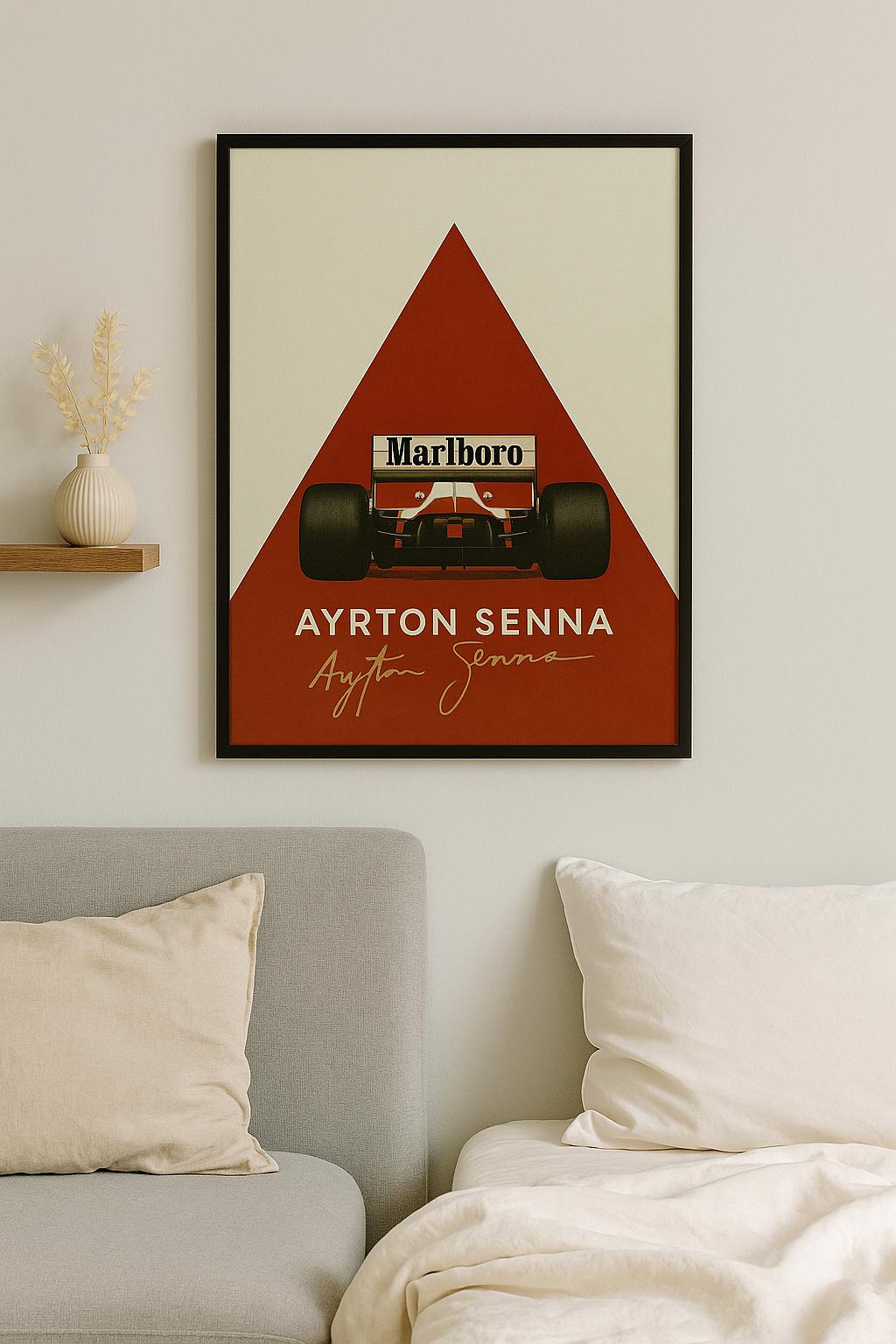 Ayrton Senna F1 Poster | McLaren Marlboro Car | Retro Motorsport Wall Art - Doublenightprints