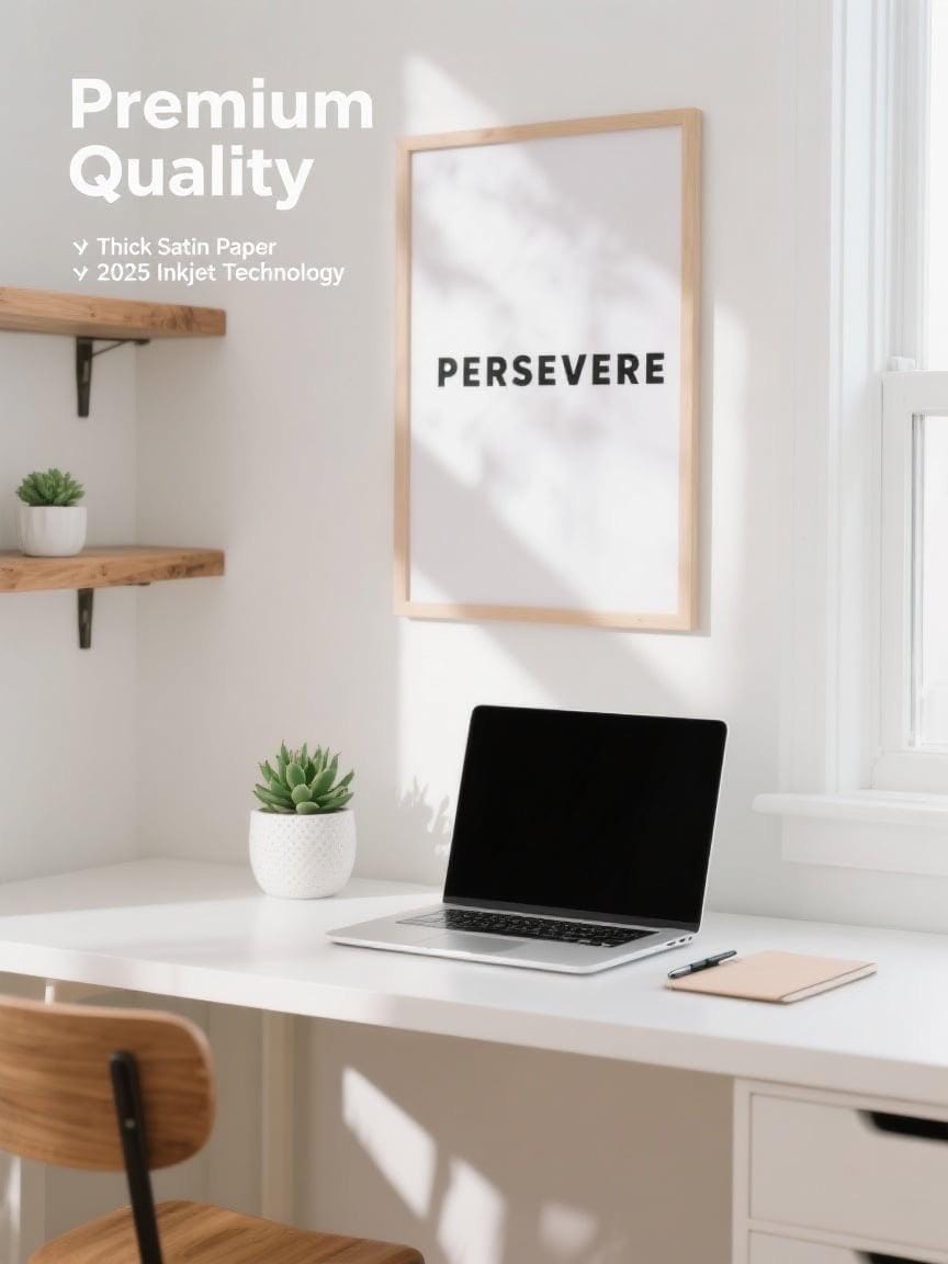Inspirational Minimalist Poster “PERSEVERE” | Black and White Motivational Wall Art for Living Room, Bedroom, Office | Eco Friendly Ink - Doublenightprints