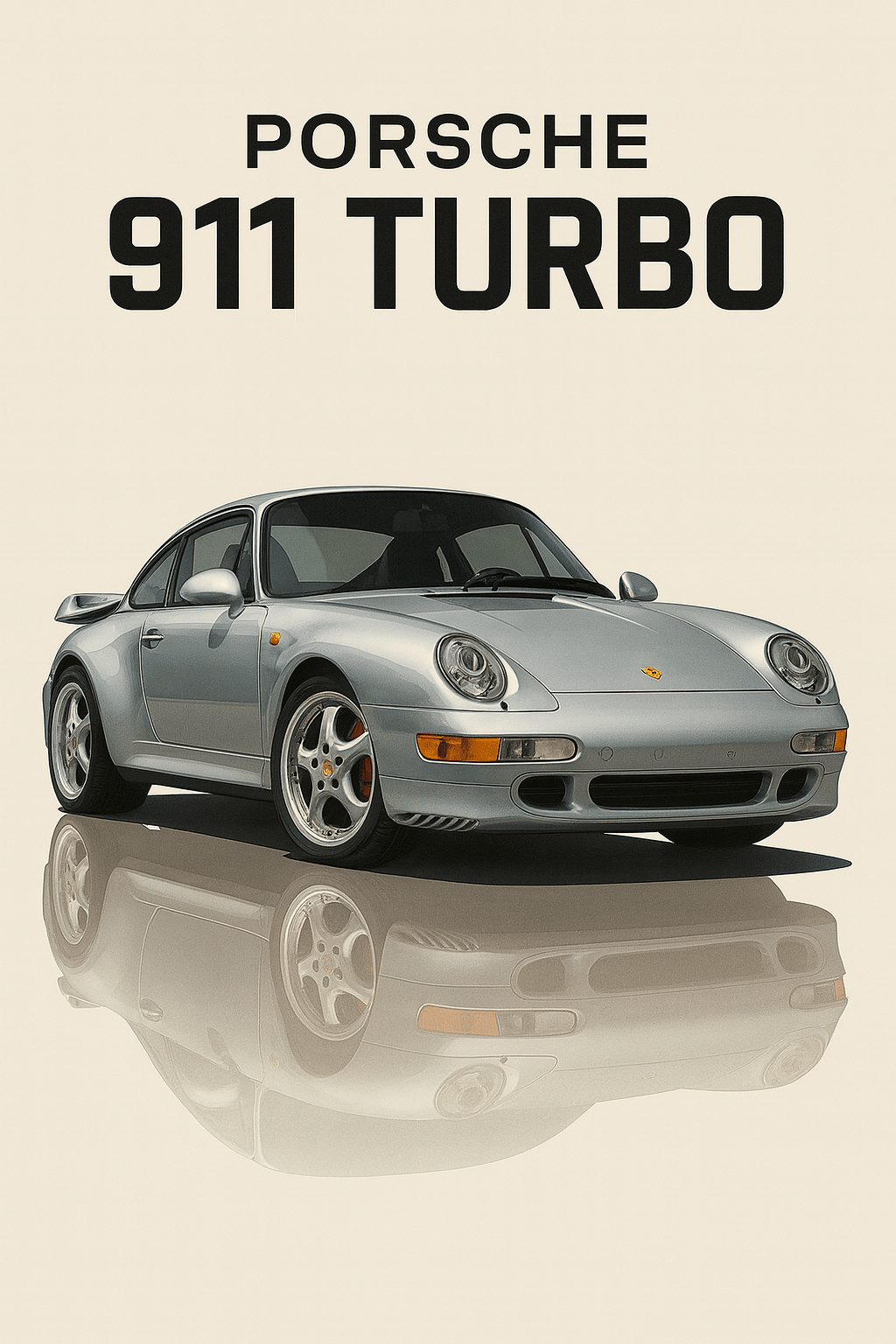 Porsche 911 Turbo Poster.Silver (Luxury Car Wall Art) - Doublenightprints