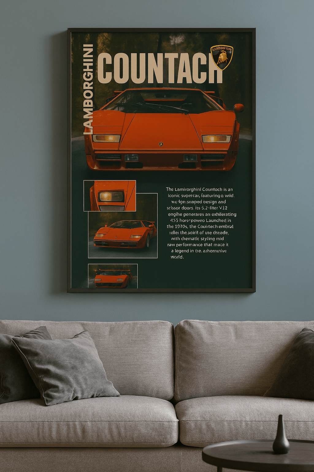 Lamborghini Countach Poster | Classic Supercar Wall Art | Retro Automotive Print - Doublenightprints