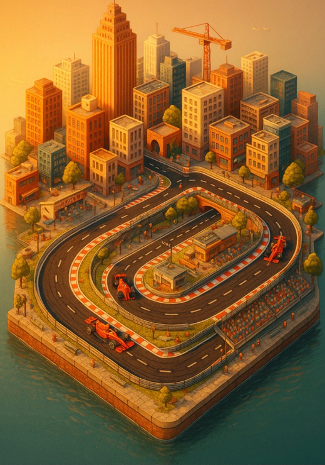 City Circuit Poster | Street Racing Wall Art | Motorsport & F1 Car Enthusiast Print - Doublenightprints