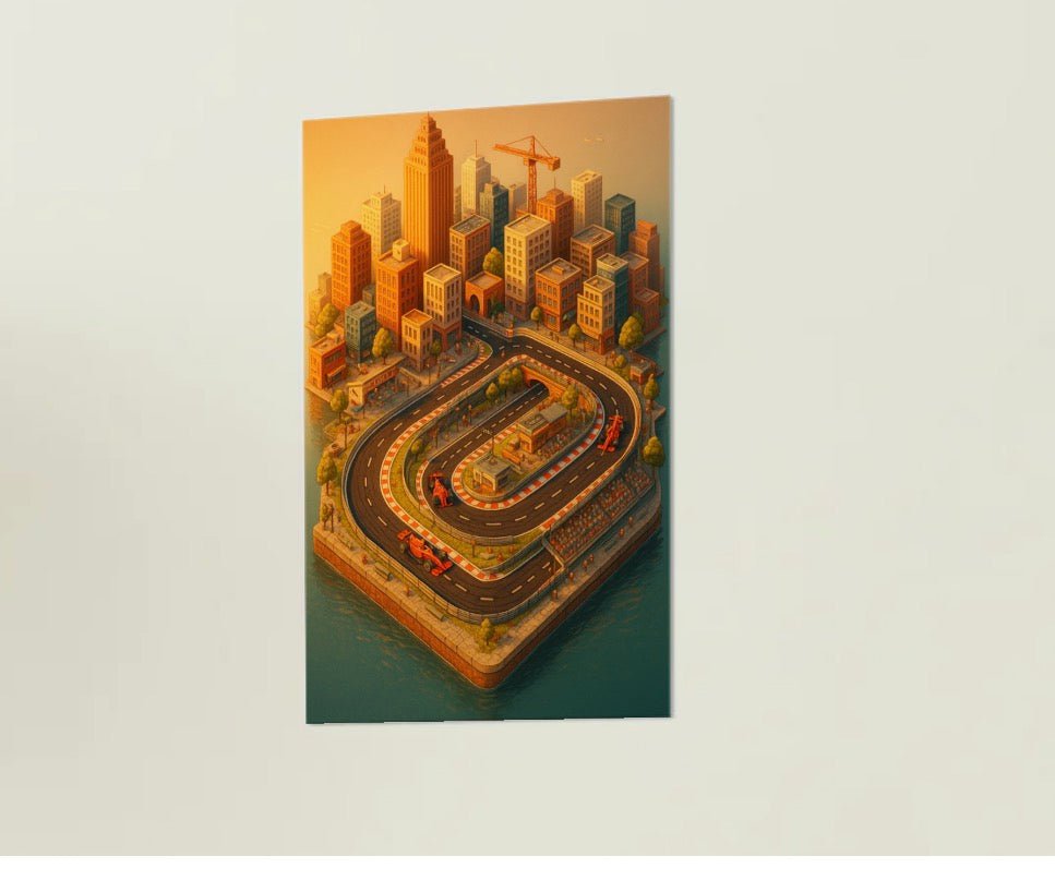 City Circuit Poster | Street Racing Wall Art | Motorsport & F1 Car Enthusiast Print - Doublenightprints