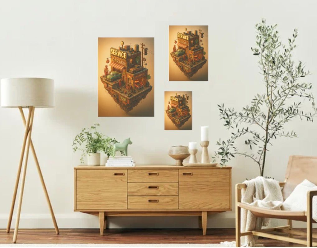 Vintage Garage Poster | Retro Service Station Wall Art | Classic Car & Mechanic Shop Print - Doublenightprints