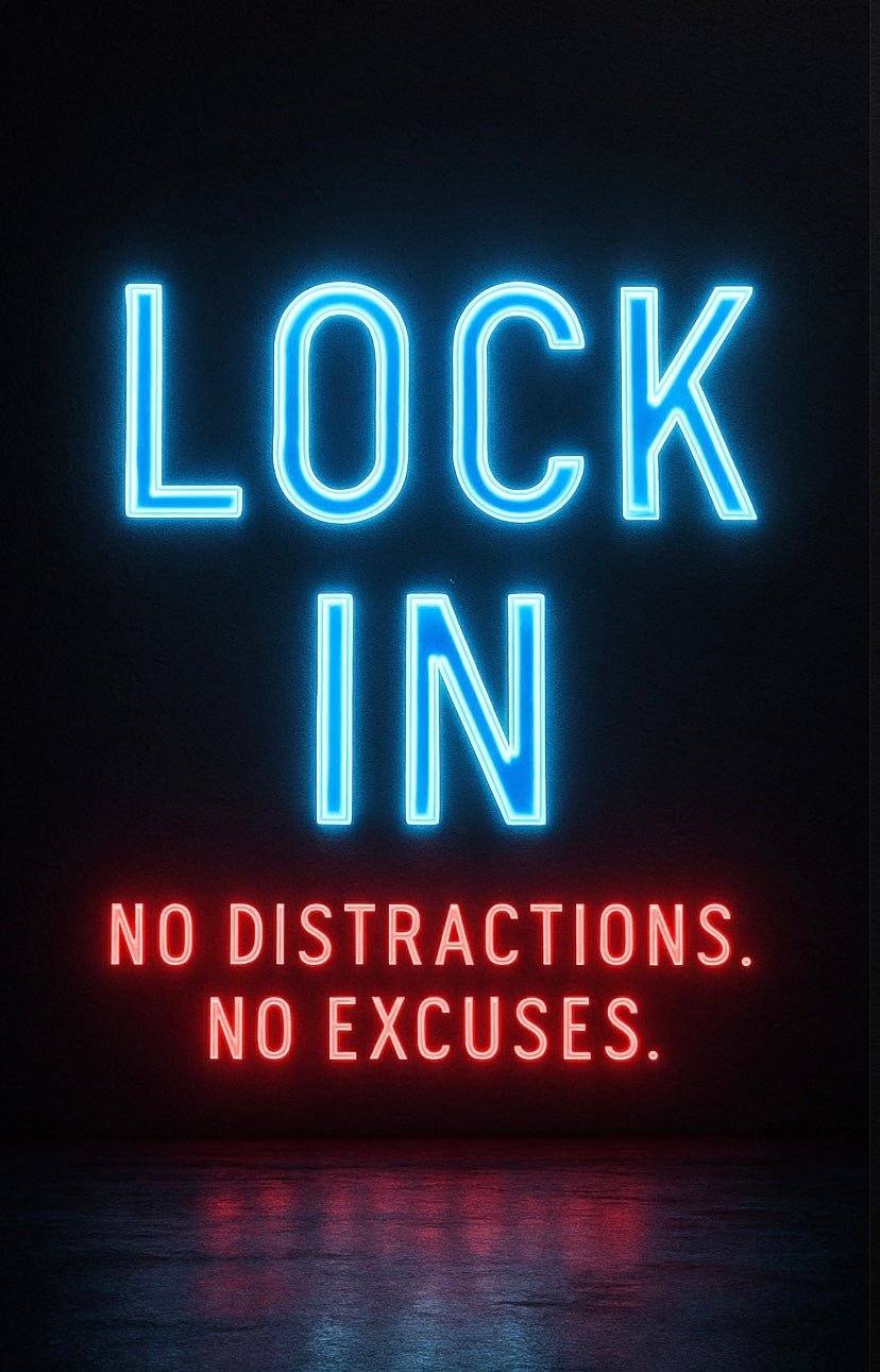 Neon Motivational Poster ‘ Lock in ‘ - Custom Motivational Posters UK - Doublenightprints