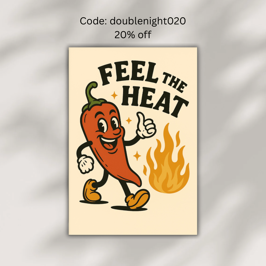 Feel the Heat – Chili Pepper Retro Food Poster (Portrait) - Doublenightprints