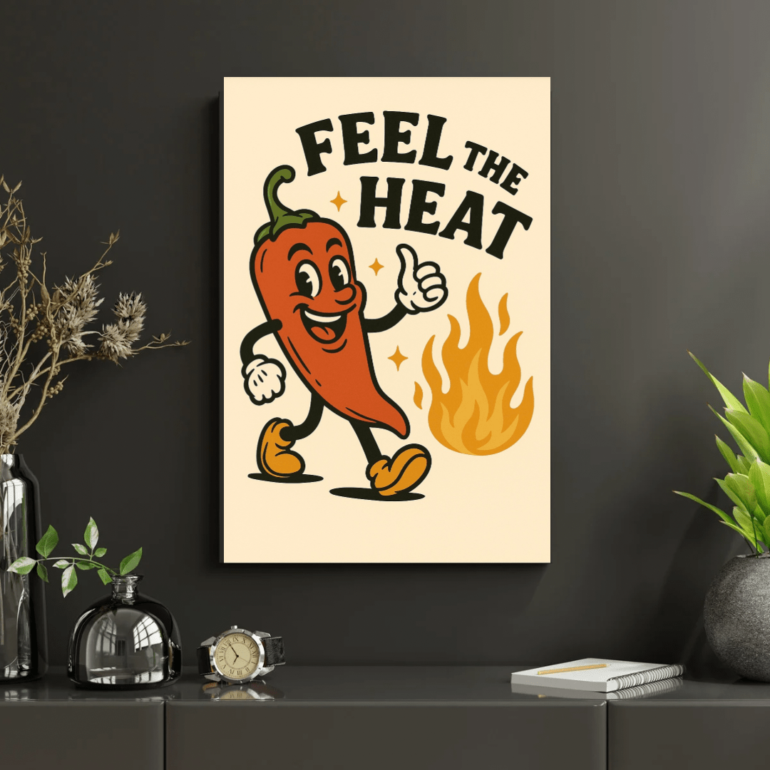 Feel the Heat – Chili Pepper Retro Food Poster (Portrait) - Doublenightprints
