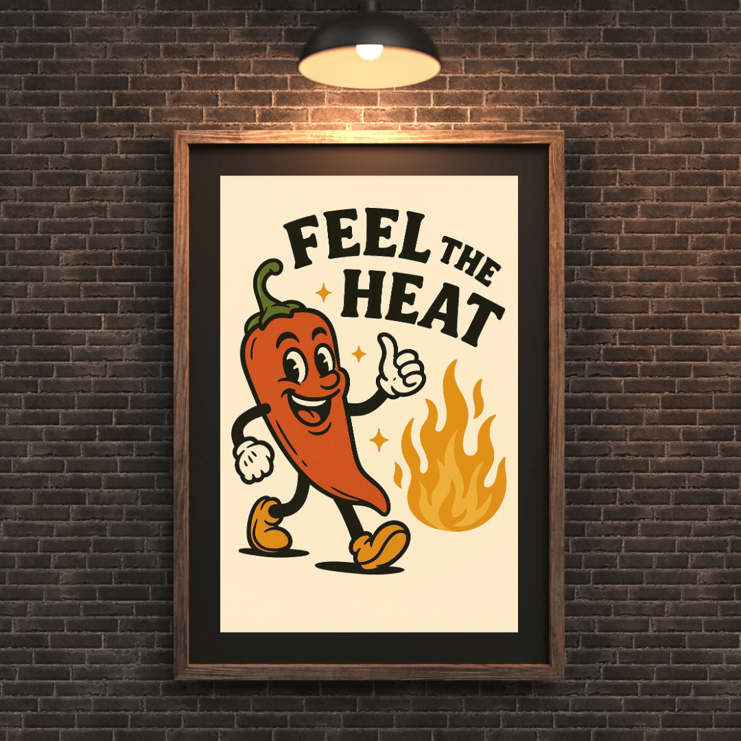 Feel the Heat – Chili Pepper Retro Food Poster (Portrait) - Doublenightprints