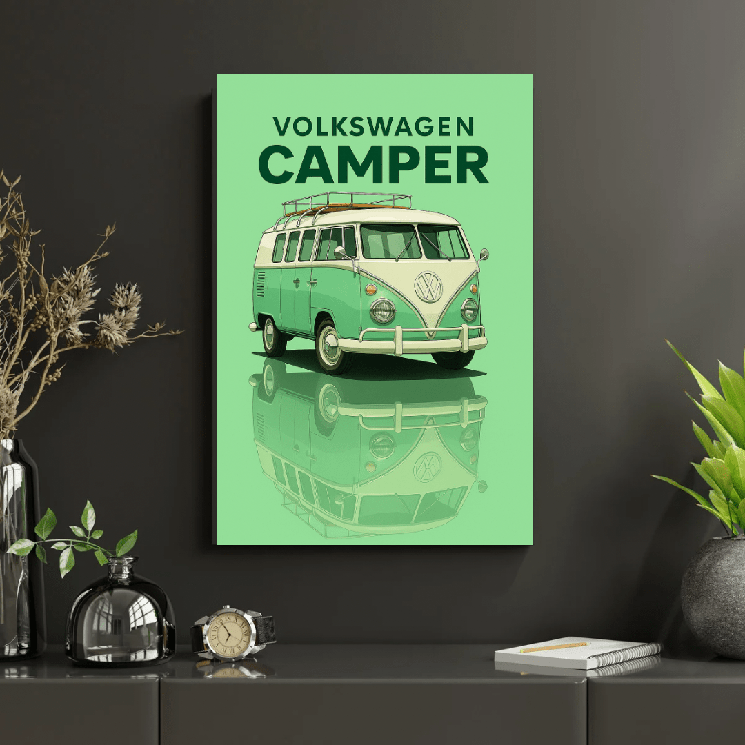 VW Camper Van Poster - Classic Camper Van Poster - Classic 1960' Car Poster A1 - A4 - Doublenightprints