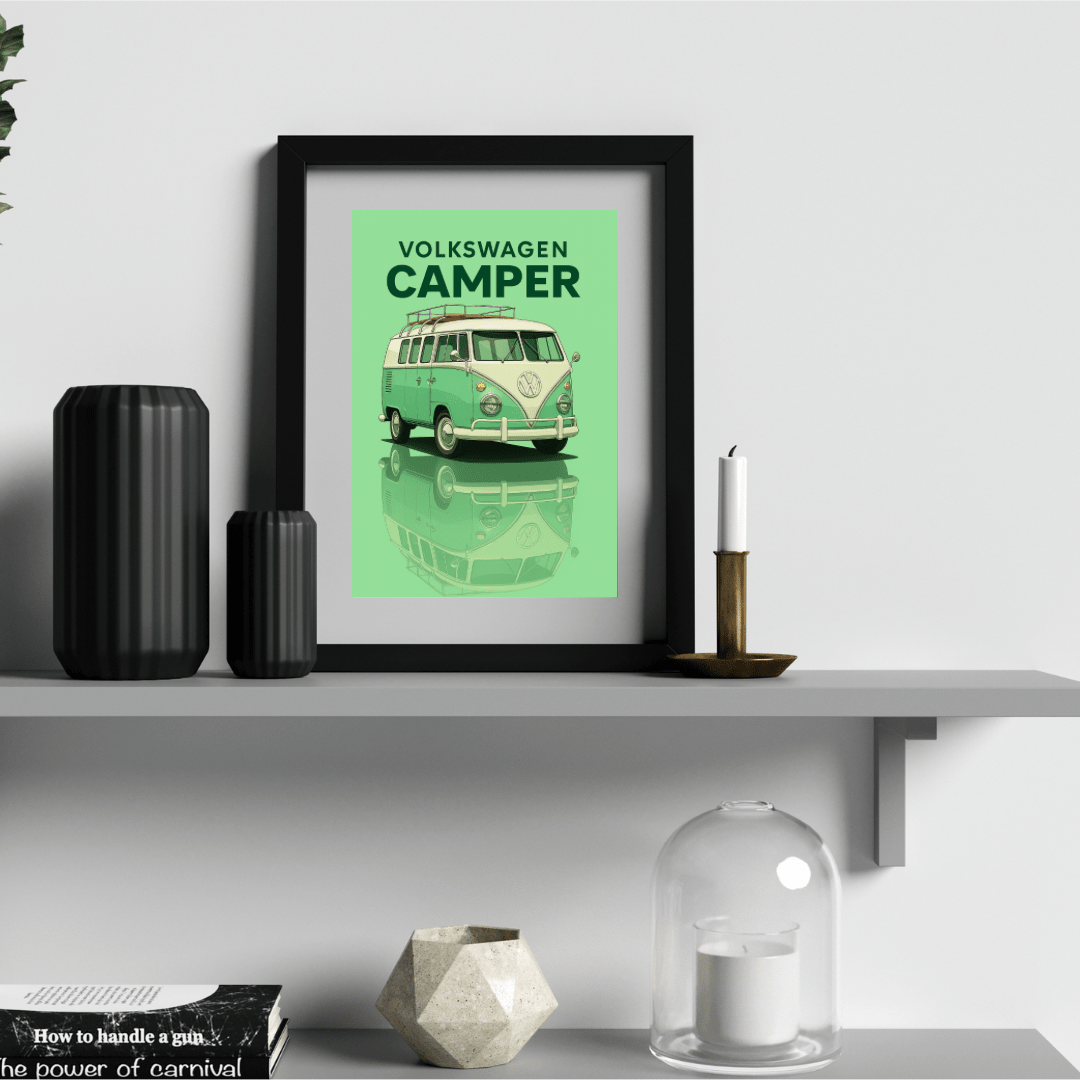 VW Camper Van Poster - Classic Camper Van Poster - Classic 1960' Car Poster A1 - A4 - Doublenightprints