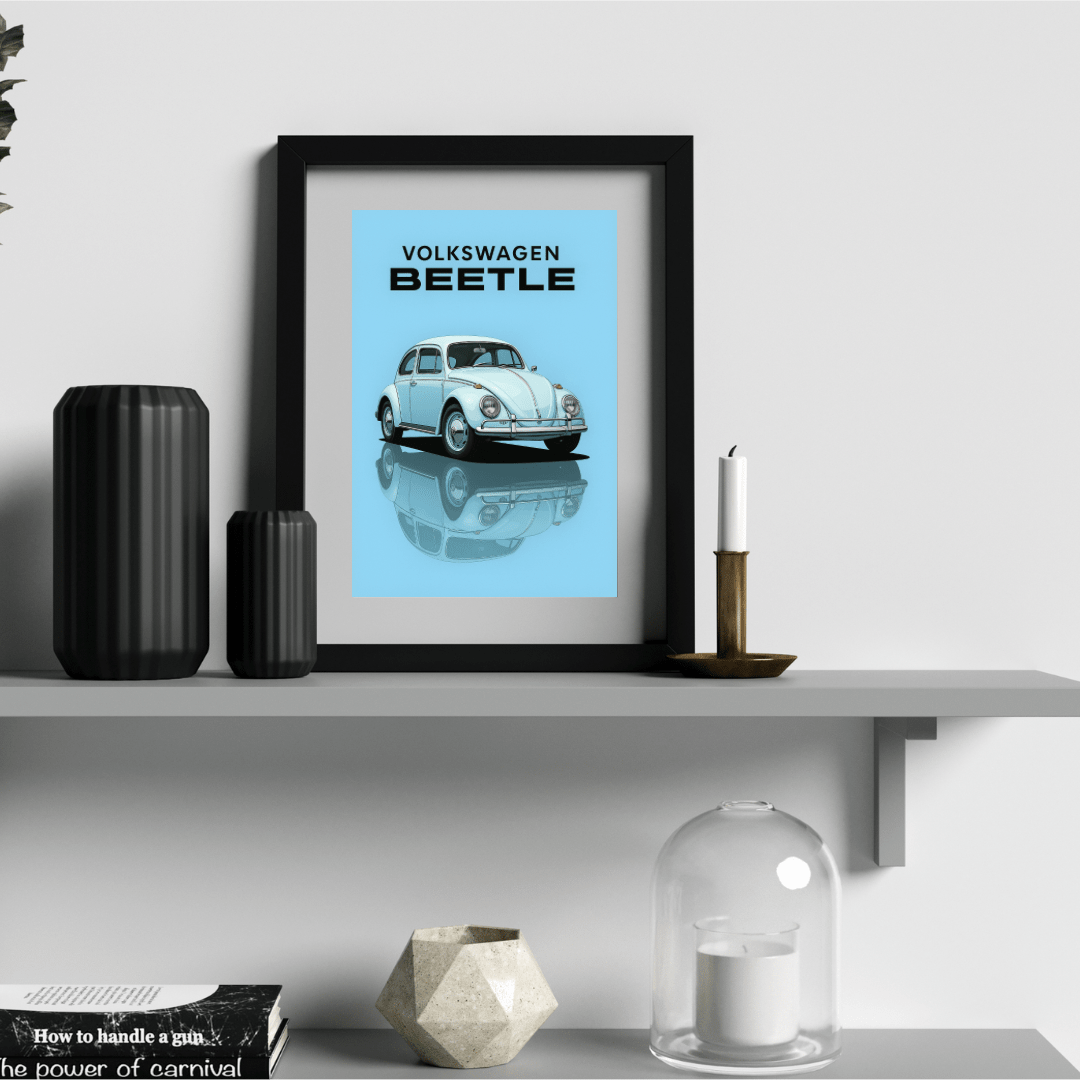 VW Beetle Poster - Classic Car Poster - Classic Beetle Poster A1 - A4 - Doublenightprints
