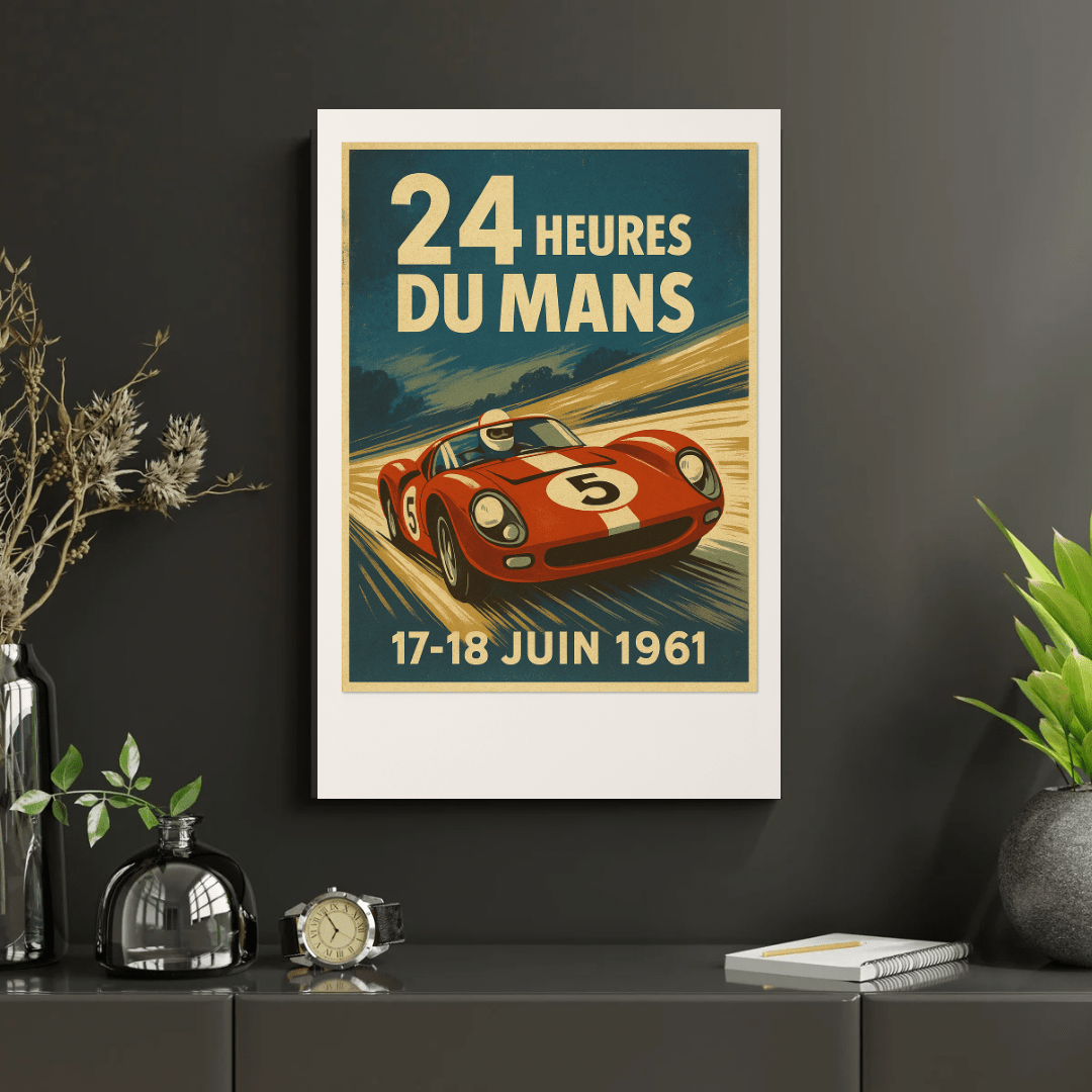 Le Mans 1961 – 24 Heures du Mans Vintage Racing Poster (Portrait) - Doublenightprints