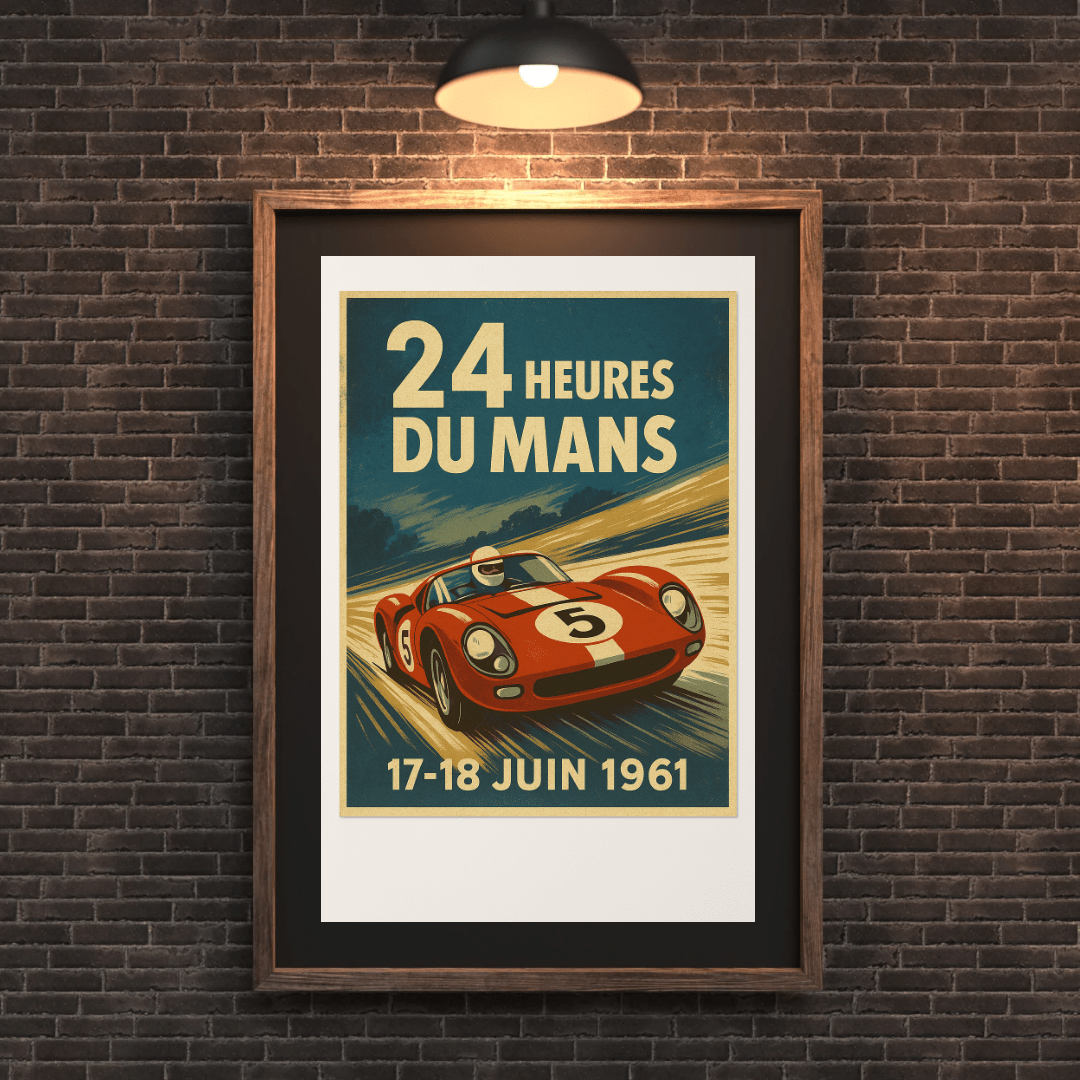 Le Mans 1961 – 24 Heures du Mans Vintage Racing Poster (Portrait) - Doublenightprints