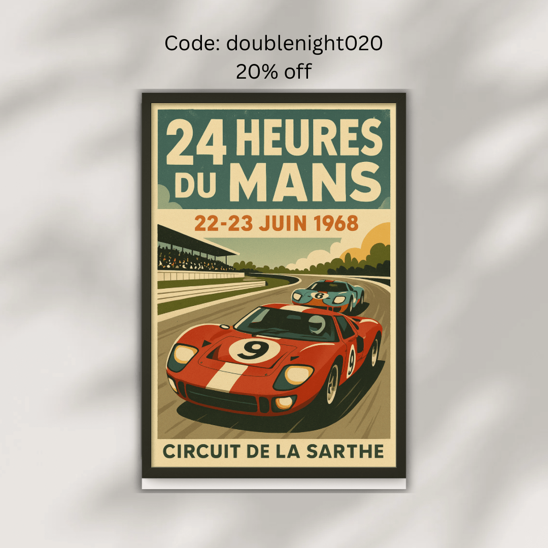 Le Mans 1968 – 24 Heures du Mans Vintage Racing Poster (Portrait) - Doublenightprints