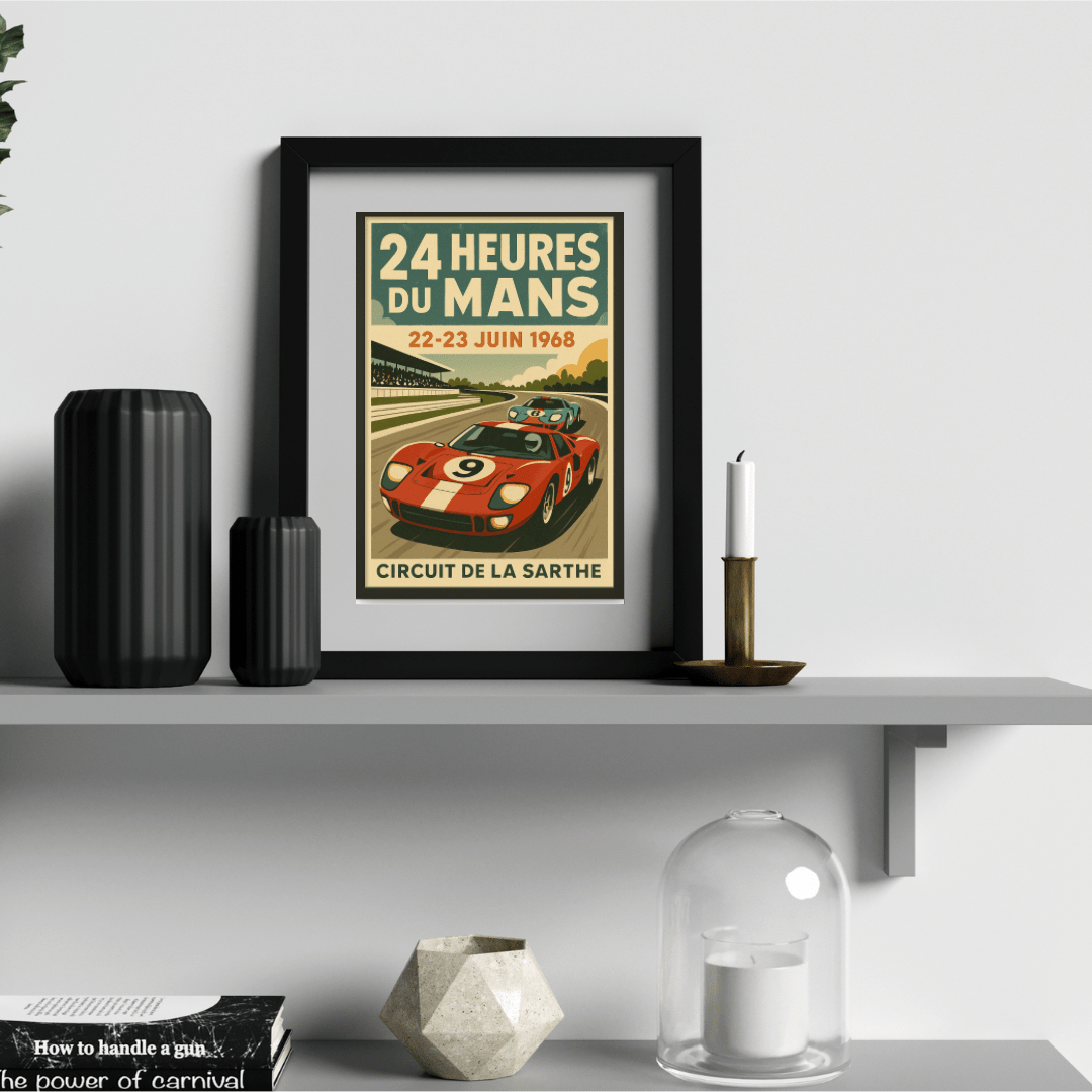 Le Mans 1968 – 24 Heures du Mans Vintage Racing Poster (Portrait) - Doublenightprints