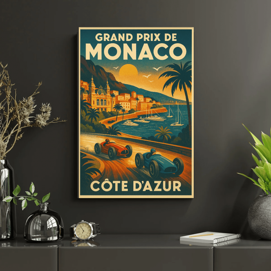 Monaco Grand Prix Track Map Poster – Vintage Racing Poster (Portrait) - Doublenightprints