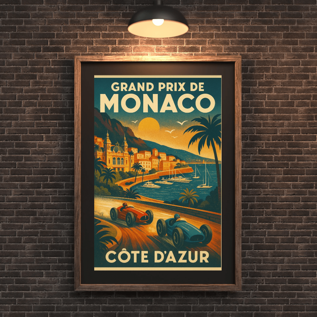 Monaco Grand Prix Track Map Poster – Vintage Racing Poster (Portrait) - Doublenightprints
