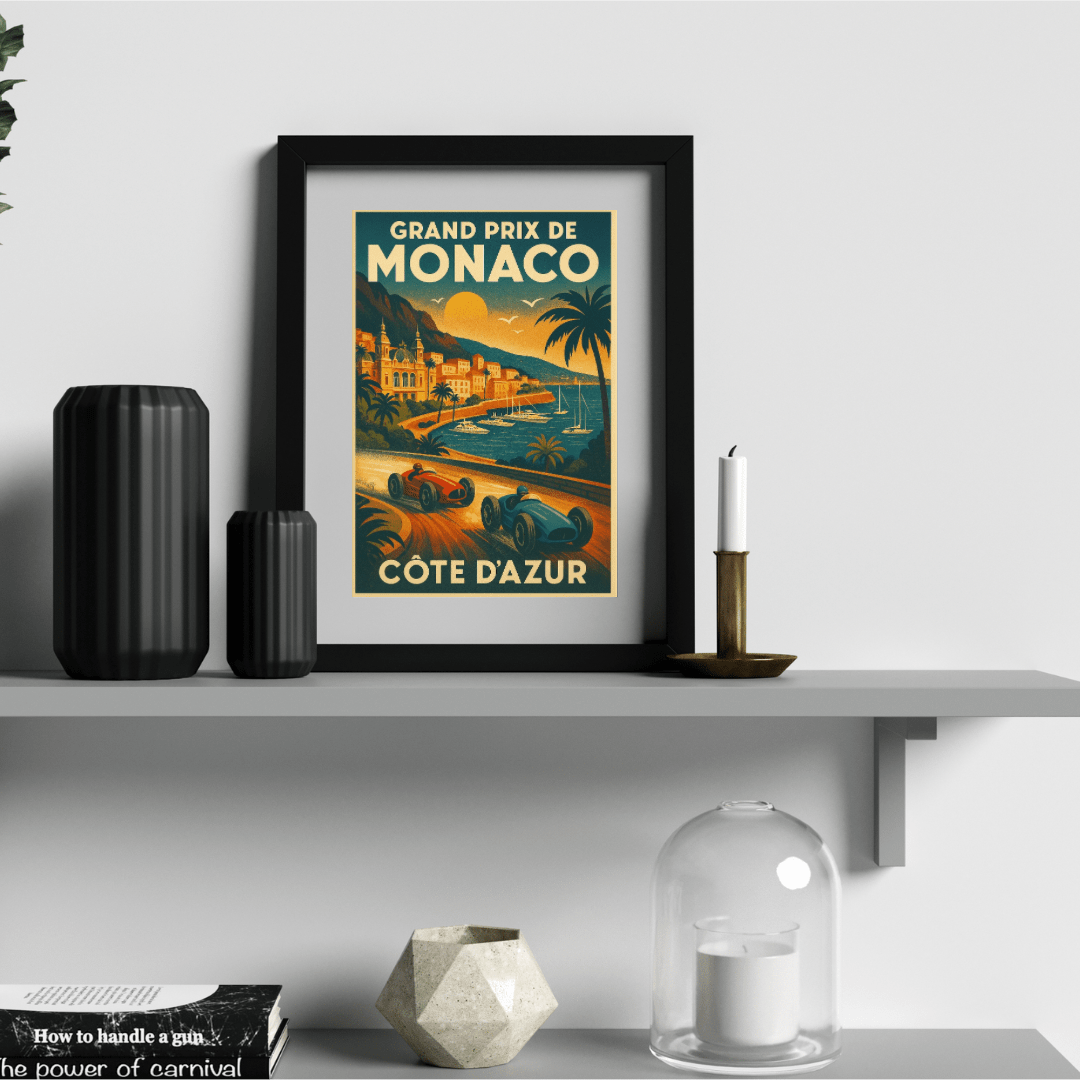 Monaco Grand Prix Track Map Poster – Vintage Racing Poster (Portrait) - Doublenightprints