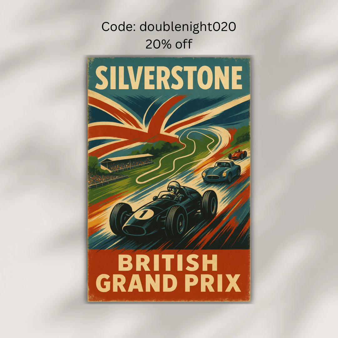 Silverstone Circuit Poster – British Grand Prix Racing Wall Art (Portrait) - Doublenightprints