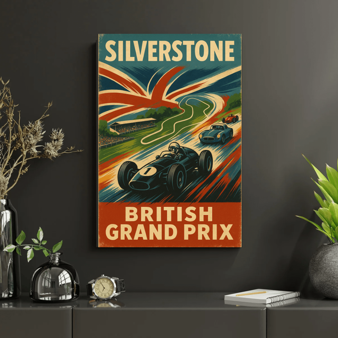 Silverstone Circuit Poster – British Grand Prix Racing Wall Art (Portrait) - Doublenightprints