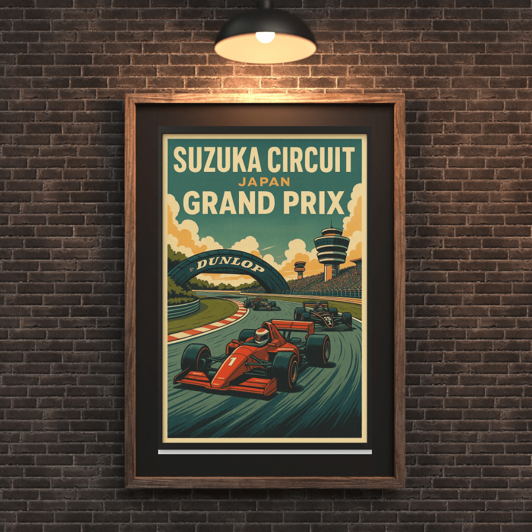 Suzuka Circuit Neon Poster – Japanese Grand Prix Racing Wall Art (Portrait) - Doublenightprints