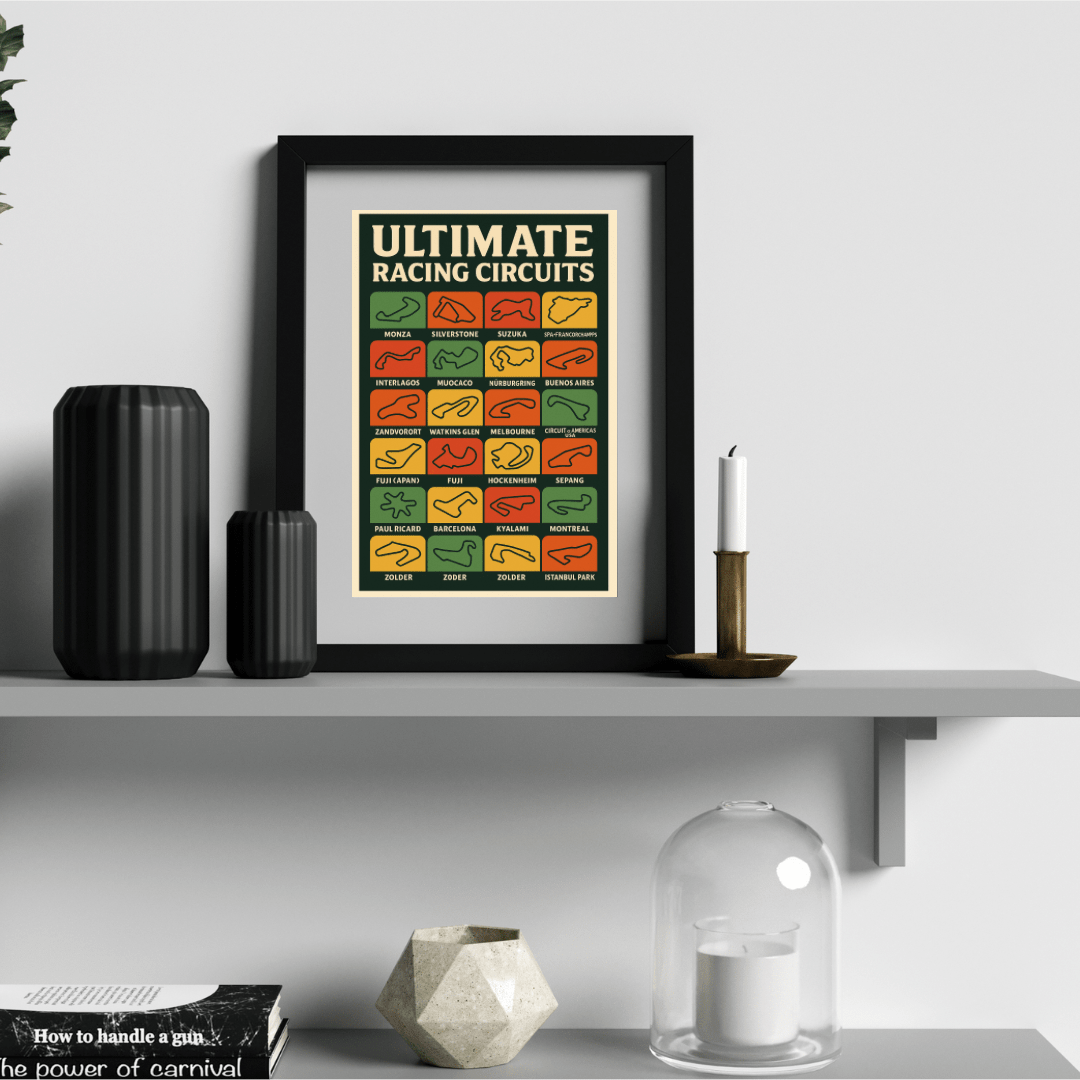 Ultimate Racing Circuits Poster – Famous Track Layouts Collection (Portrait) - Doublenightprints