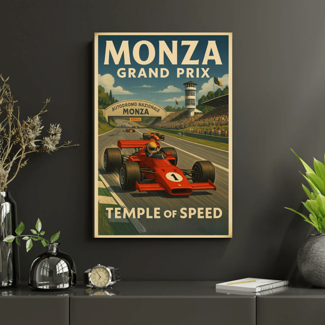 Monza Grand Prix Poster – Retro Italian Racing Wall Art (Portrait) - Doublenightprints