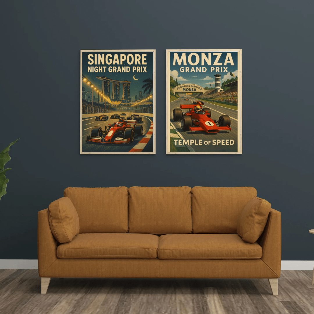 Singapore Night Race Poster – Retro Racing Wall Art (Portrait) - Doublenightprints