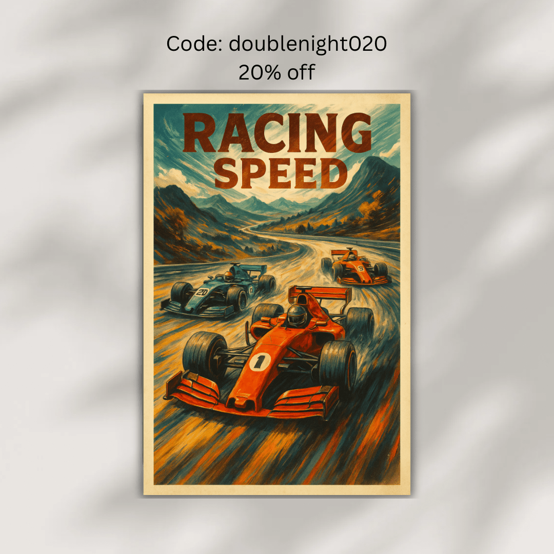Abstract Racing Speed Poster – Retro Motorsport Wall Art (Portrait) - Doublenightprints