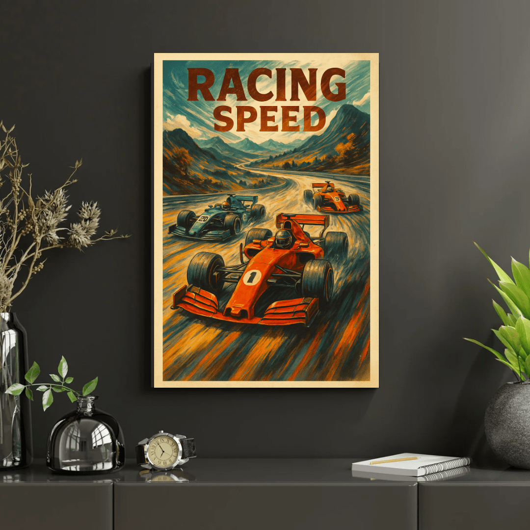 Abstract Racing Speed Poster – Retro Motorsport Wall Art (Portrait) - Doublenightprints