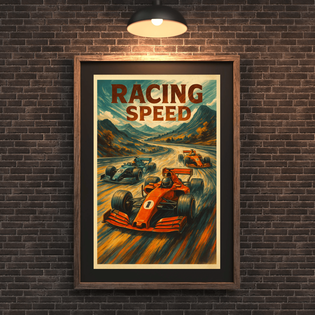 Abstract Racing Speed Poster – Retro Motorsport Wall Art (Portrait) - Doublenightprints