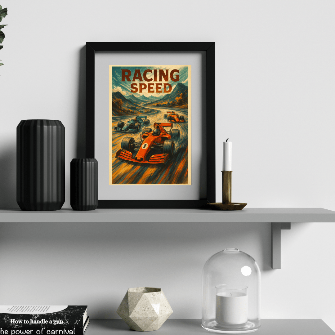 Abstract Racing Speed Poster – Retro Motorsport Wall Art (Portrait) - Doublenightprints