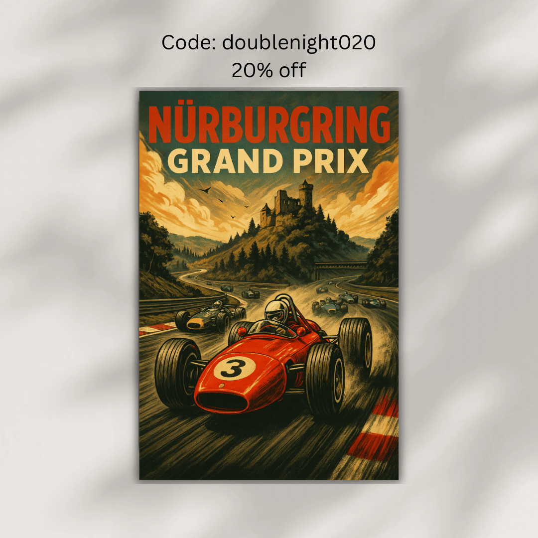 Nürburgring Nordschleife Poster – Retro German Racing Wall Art (Portrait) - Doublenightprints