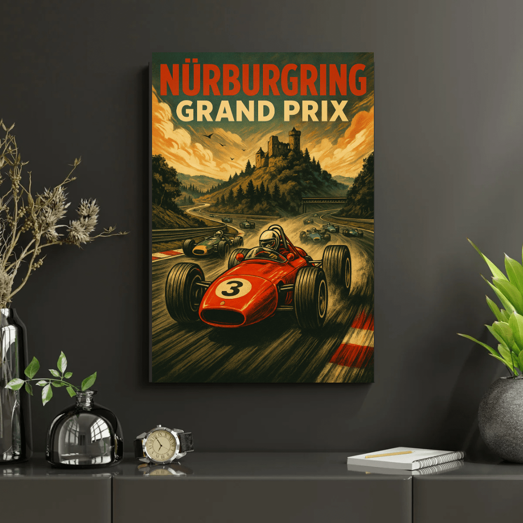 Nürburgring Nordschleife Poster – Retro German Racing Wall Art (Portrait) - Doublenightprints