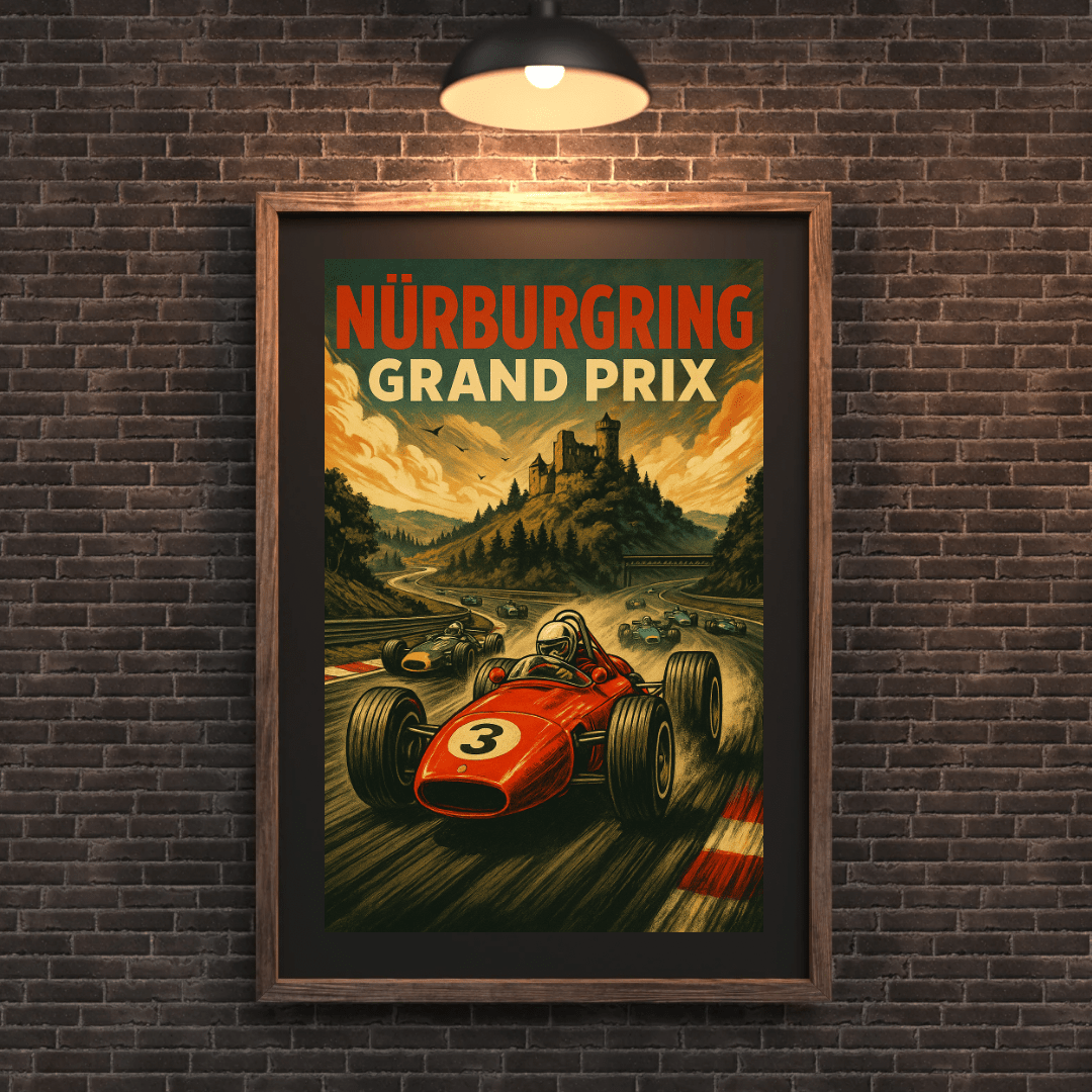 Nürburgring Nordschleife Poster – Retro German Racing Wall Art (Portrait) - Doublenightprints