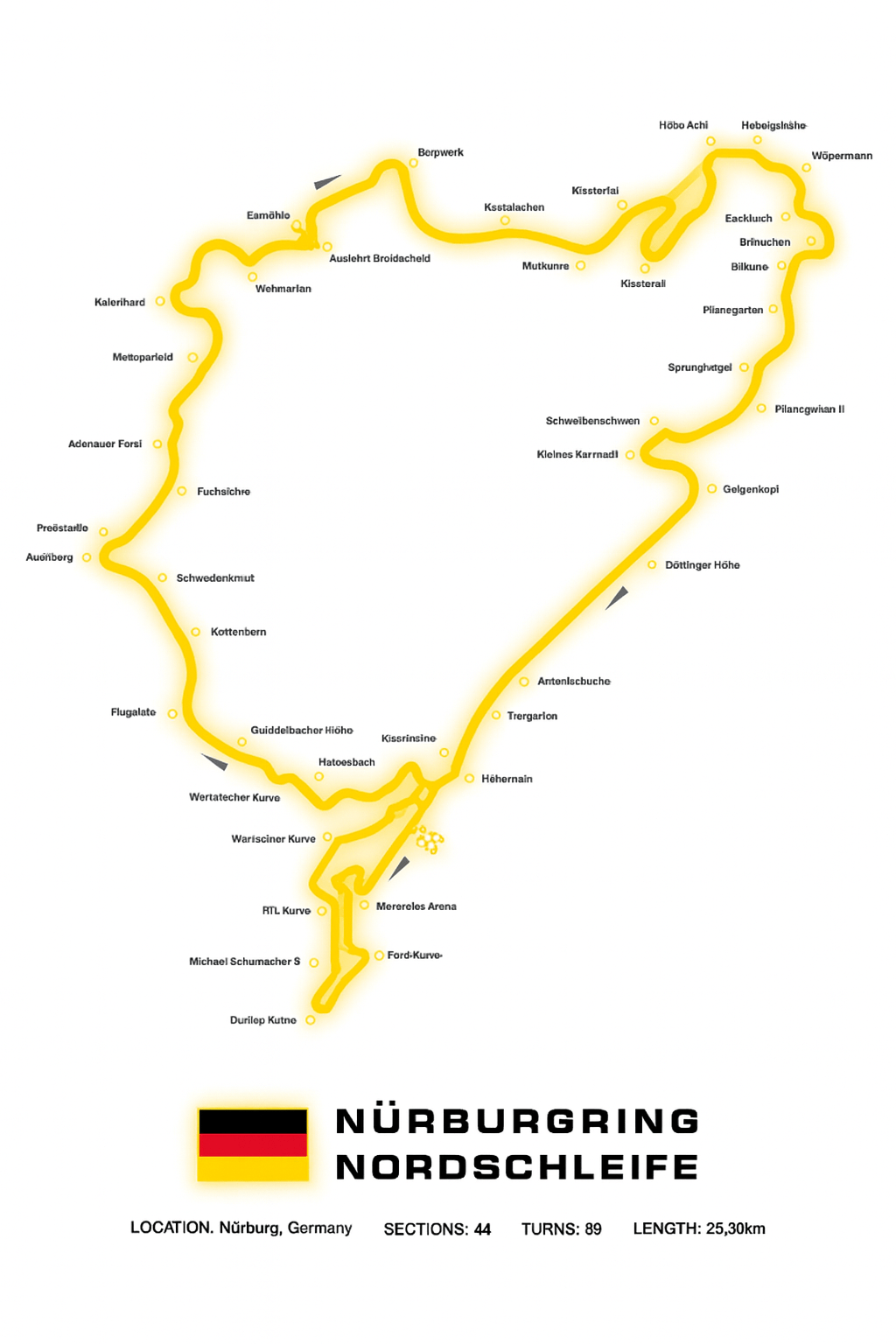Nürburgring Nordschleife Track Poster | Collector’s Motorsport Wall Art | A3 | Premium Print for Car Enthusiasts - Doublenightprints