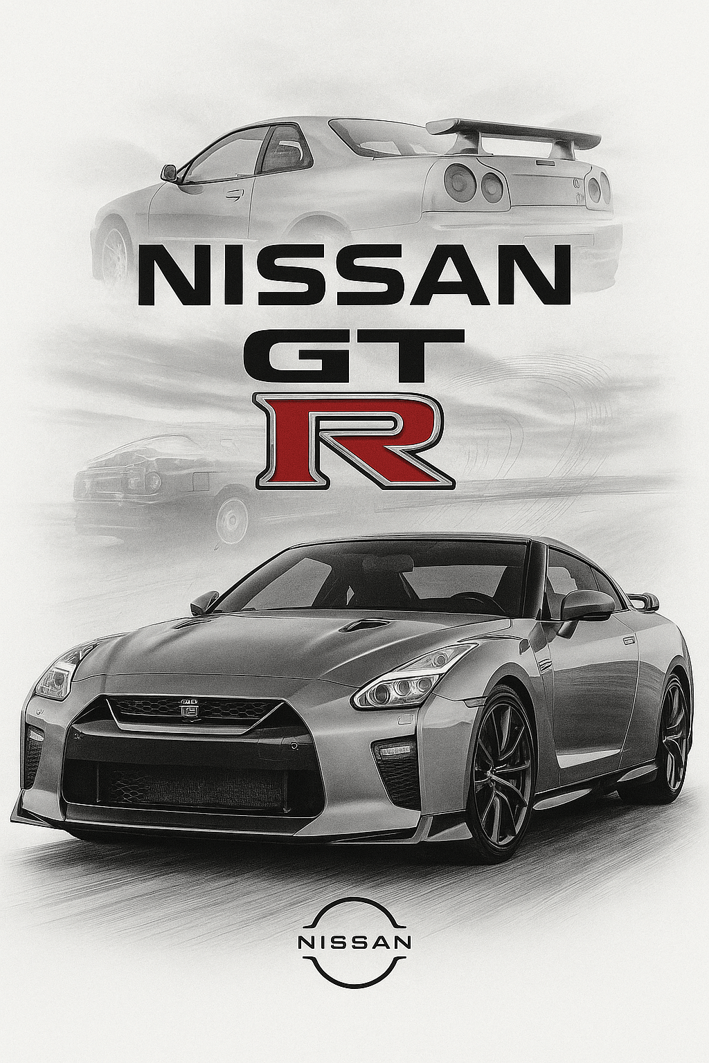 Nissan GT‑R — Generations Poster - Doublenightprints