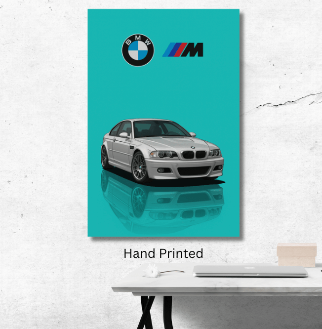 BMW E46 M3 cartoon Poster - Car enthusiast Wall art - Custom Car Poster - Doublenightprints