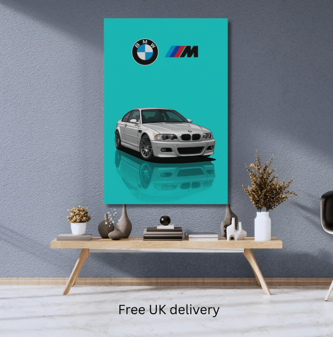 BMW E46 M3 cartoon Poster - Car enthusiast Wall art - Custom Car Poster - Doublenightprints