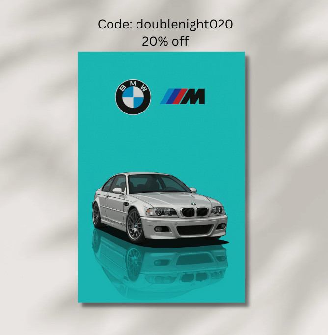 BMW E46 M3 cartoon Poster - Car enthusiast Wall art - Custom Car Poster - Doublenightprints