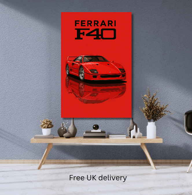 Red Ferrari F40 Poster - Car enthusiast Wall art - Custom Car Poster - Print at home poster (Digital Download)) - Doublenightprints