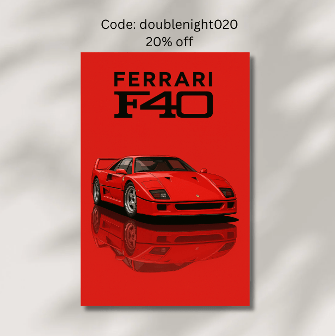 Red Ferrari F40 Poster - Car enthusiast Wall art - Custom Car Poster - Print at home poster (Digital Download)) - Doublenightprints