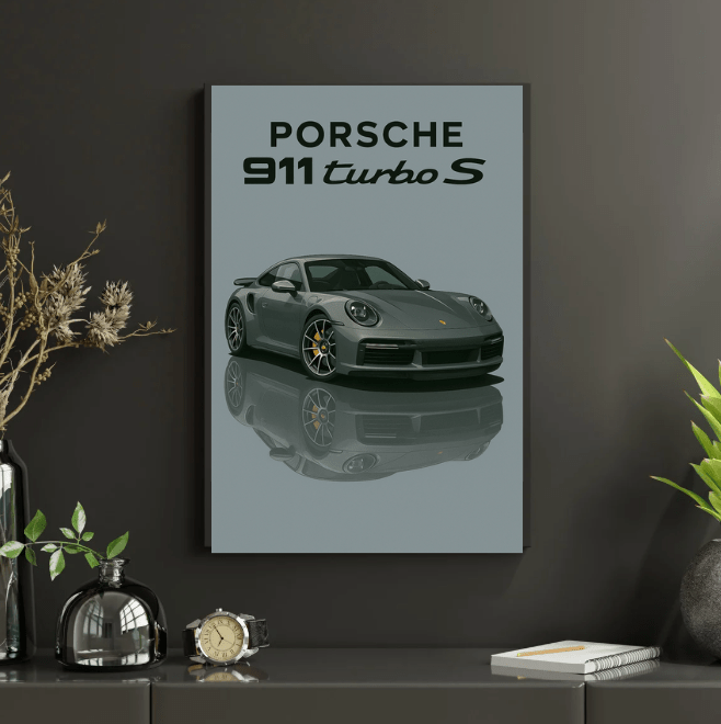 Porsche 911 Turbo S Premium Poster - Car enthusiast Wall art - Custom Car Poster - Doublenightprints