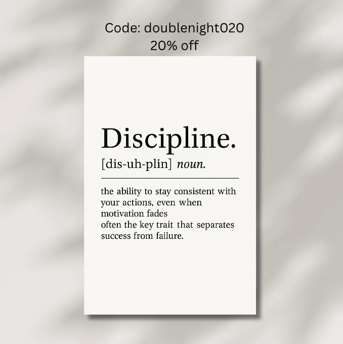 Discipline Definition Motivational Print Office Wall Art Decor | Motivational Wall Decor | Discipline Poster | Inspirational Wall Art - Doublenightprints