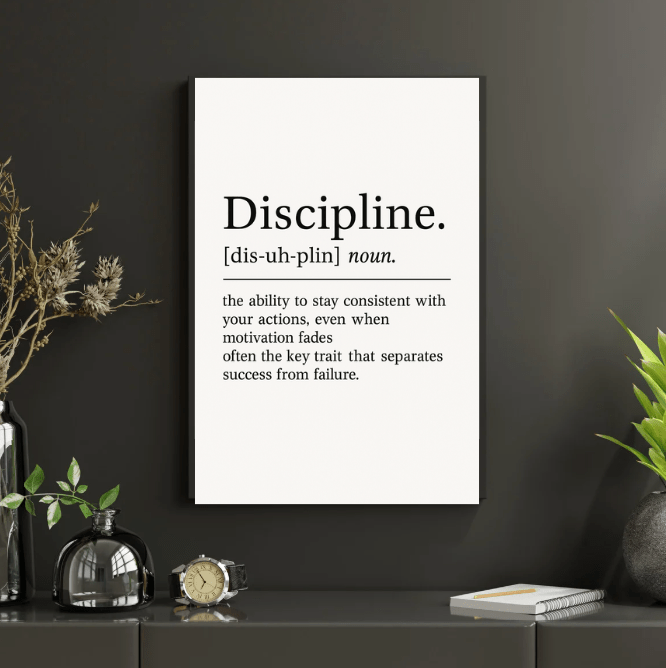 Discipline Definition Motivational Print Office Wall Art Decor | Motivational Wall Decor | Discipline Poster | Inspirational Wall Art - Doublenightprints