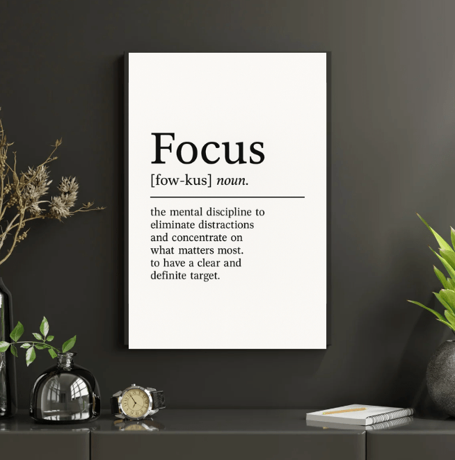 Focus Definition Motivational Print Office Wall Art Decor | Motivational Wall Decor | Focus Poster | Inspirational Wall Art - Doublenightprints