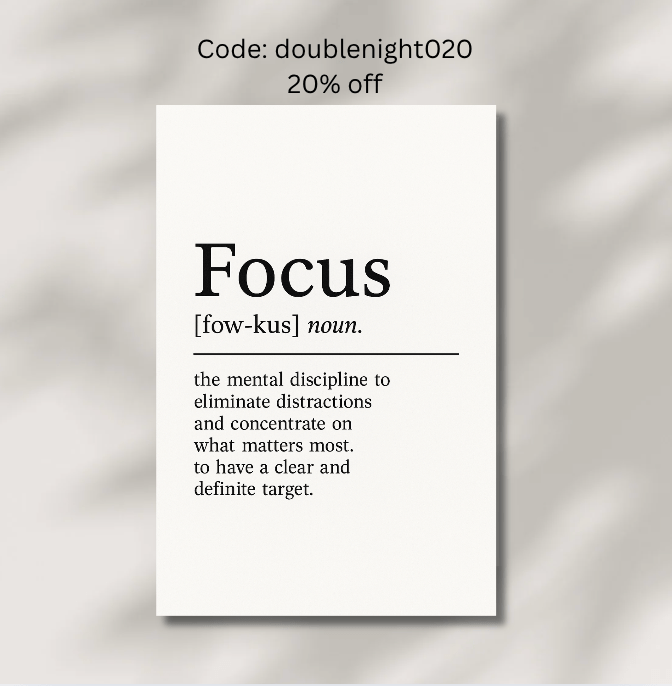 Focus Definition Motivational Print Office Wall Art Decor | Motivational Wall Decor | Focus Poster | Inspirational Wall Art - Doublenightprints