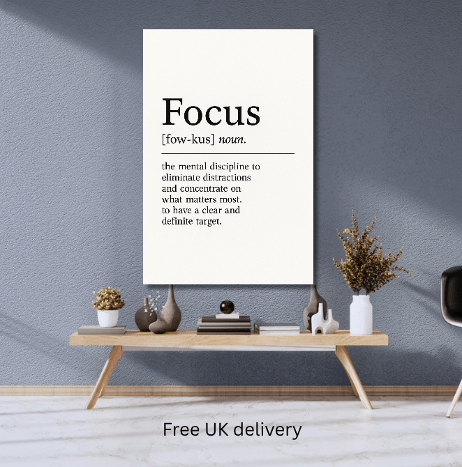 Focus Definition Motivational Print Office Wall Art Decor | Motivational Wall Decor | Focus Poster | Inspirational Wall Art - Doublenightprints